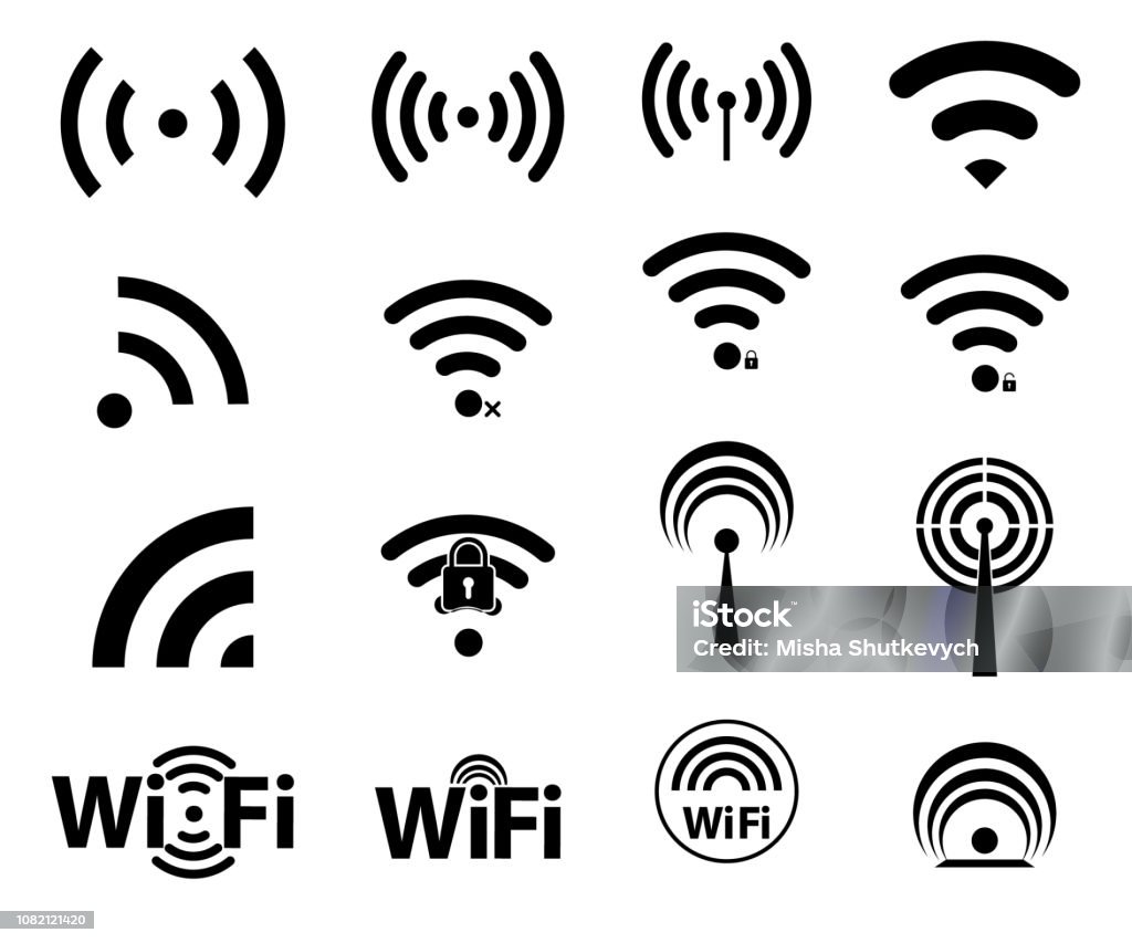 Các Biểu Tượng Wifi Màu Đen Cường Độ Tín Hiệu Wifi Hình minh họa ...