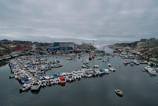 Ilulissat fisherman boats harbor in Greenland