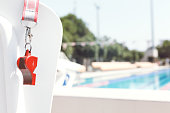 istock Coach whistle near swimming pool. Coral 1082139028