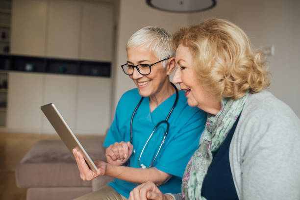 istock Senior women looking at digital tablet 1082140200