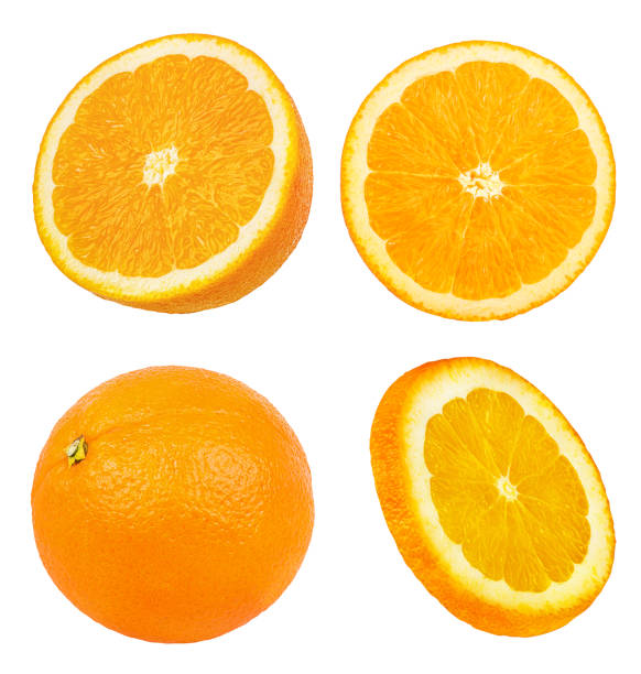 istock Sliced orange isolated on white background with clipping path 1082159228