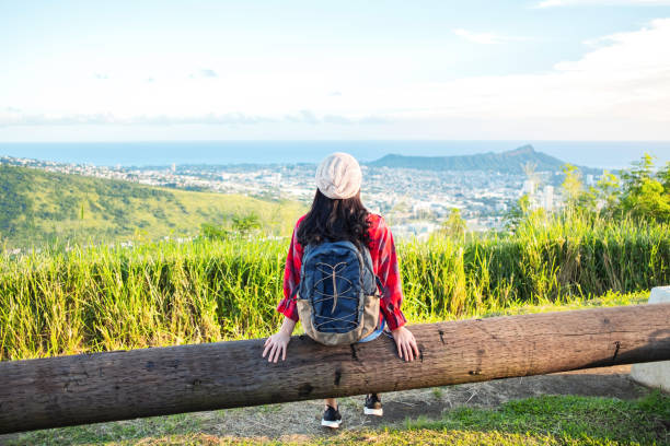 istock Relaxing and looking down city and ocean 1082162474