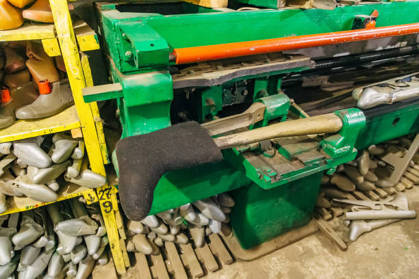 istock Felt boot production line. Forming of new felt boot 1082162512