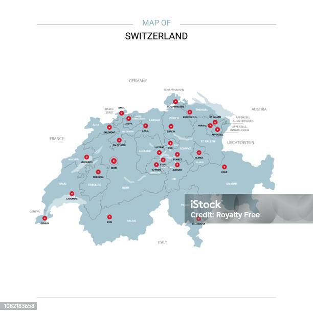 Schweiz Karte Vektor Mit Roten Stift Stock Vektor Art und mehr Bilder von Schweiz - Schweiz, Karte - Navigationsinstrument, Vektor