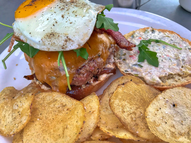 istock Burger and french fries on a plate 1082186084