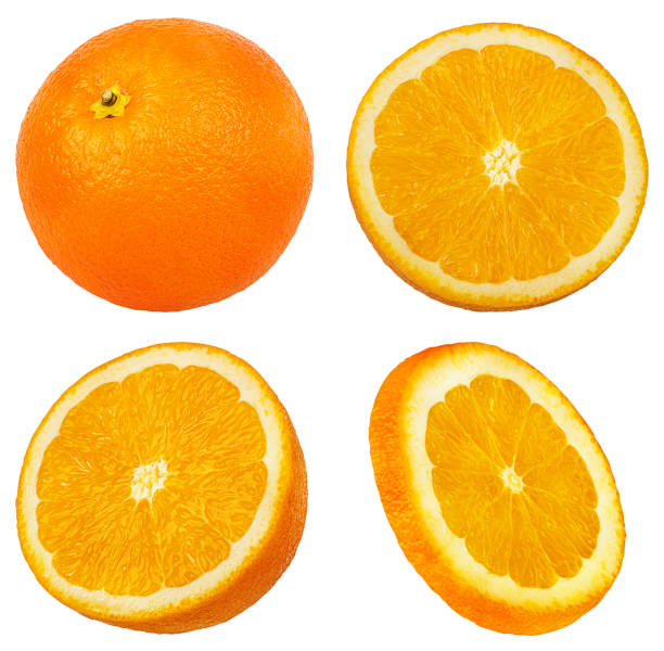 istock Sliced orange isolated on white background with clipping path 1082186638
