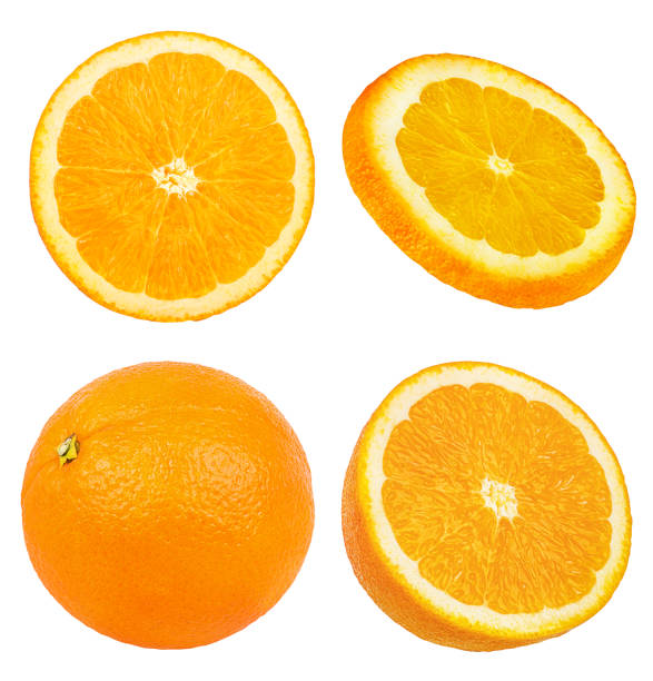 istock Sliced orange isolated on white background with clipping path 1082190120