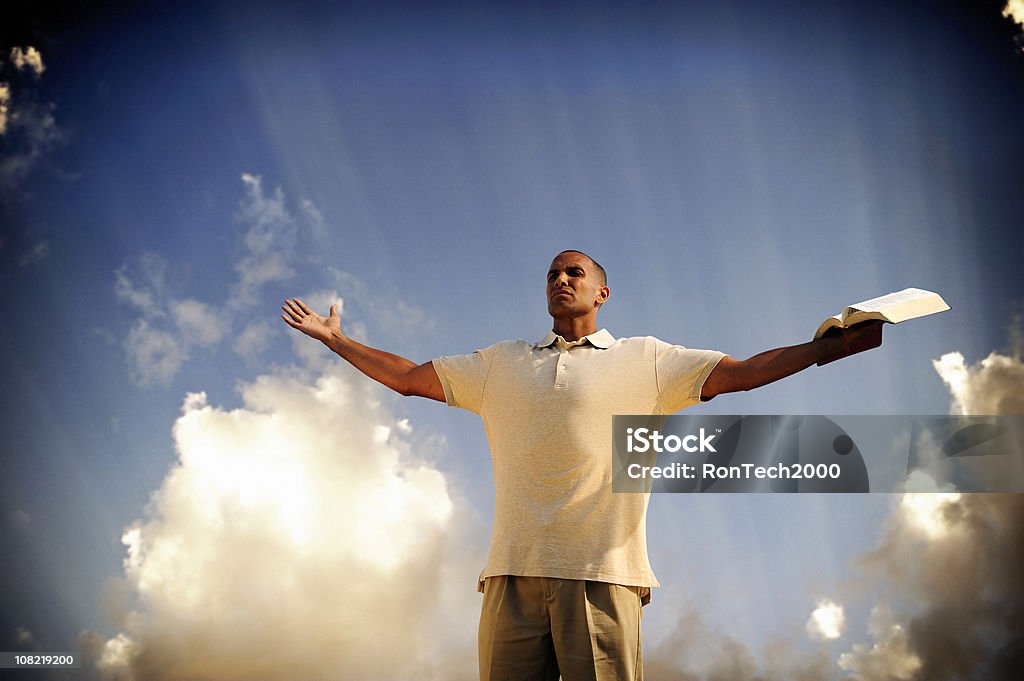 Man With Bible and Drama  Bible Stock Photo