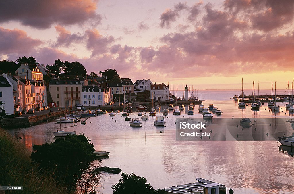 Small harbour Belle-Ile-en-Mer at sunset  Brittany - France Stock Photo