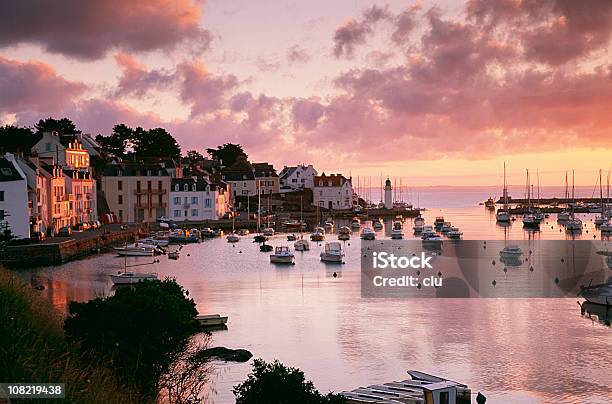 Small Harbour Belleileenmer At Sunset Stock Photo - Download Image Now - Brittany - France, France, Belle-Ile-en-Mer