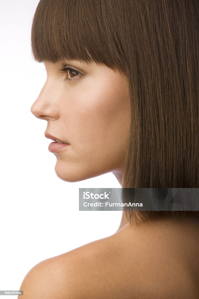 Retrato de jovem mulher, isolada no branco " - Foto de stock de Etnia caucasiana royalty-free