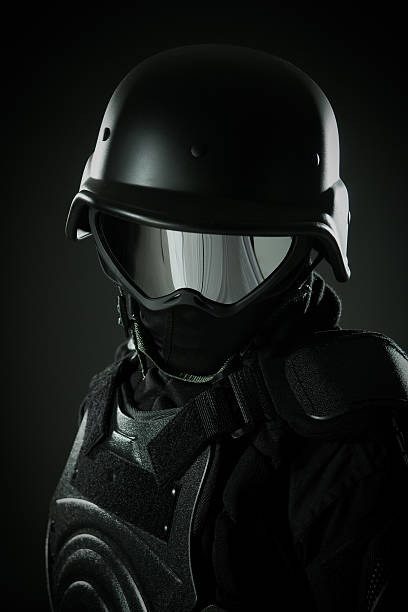 istock Man in Full Security Riot Police Gear 108219899
