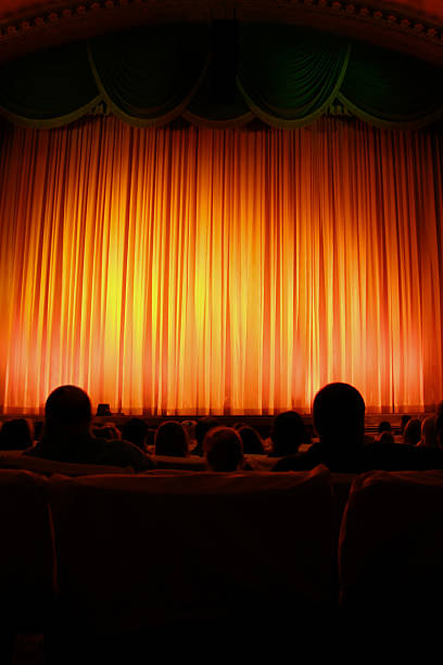 Theater and red curtain stock photo