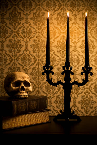 Old fashioned candle, space for text.