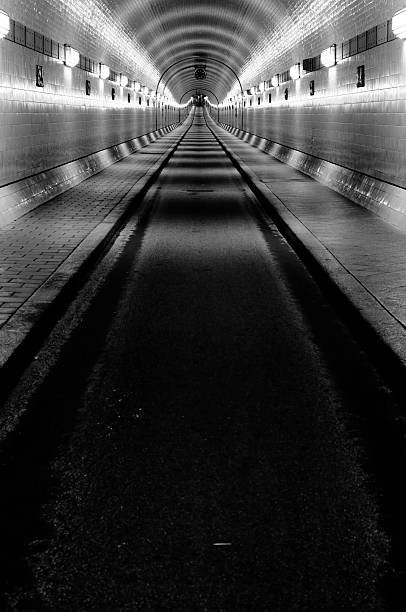 istock Old Historic Elbe Tunnel, Black and White 108220013