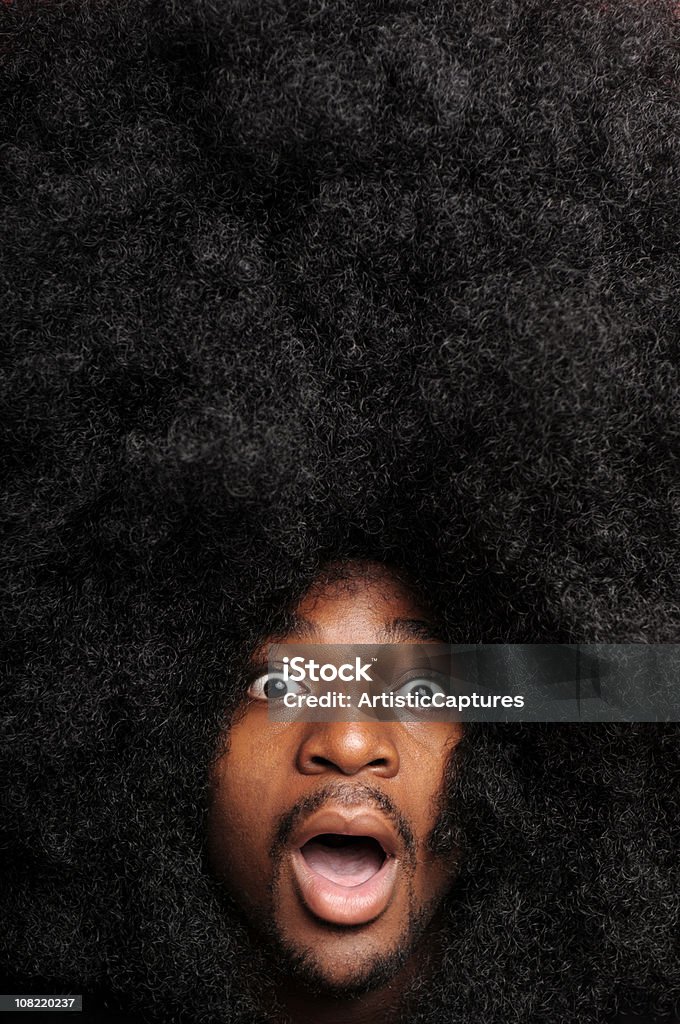 Surprised Man With Huge Afro Hairstyle Stock Photo - Download Image Now -  Bizarre, Curly Hair, Full Frame - iStock
