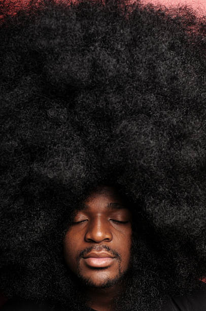 Young Man With Huge Afro Hairstyle Closing Eyes Stock Photo - Download  Image Now - Afro Hairstyle, Bizarre, Full Frame - iStock