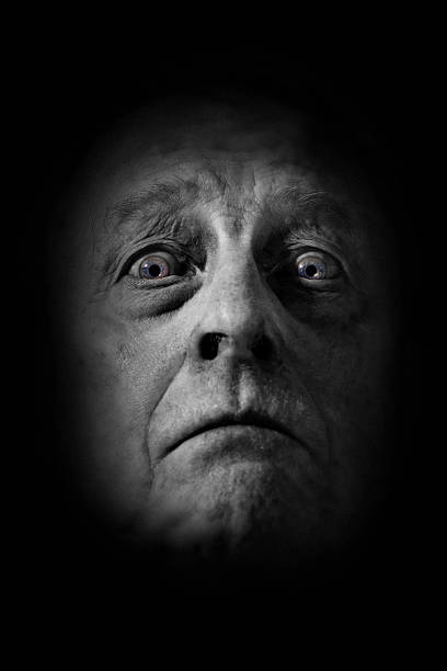 Portrait of Man's Face, Black and White stock photo