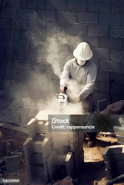 Block Mason Cutting Stock Photo - Download Image Now - Mason - Craftsperson, Dust, Construction Industry