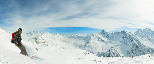 istock Snowboarding in powder snow 108221182