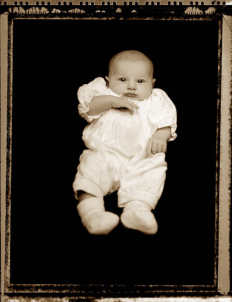 istock Vintage Baby on Black 108221379