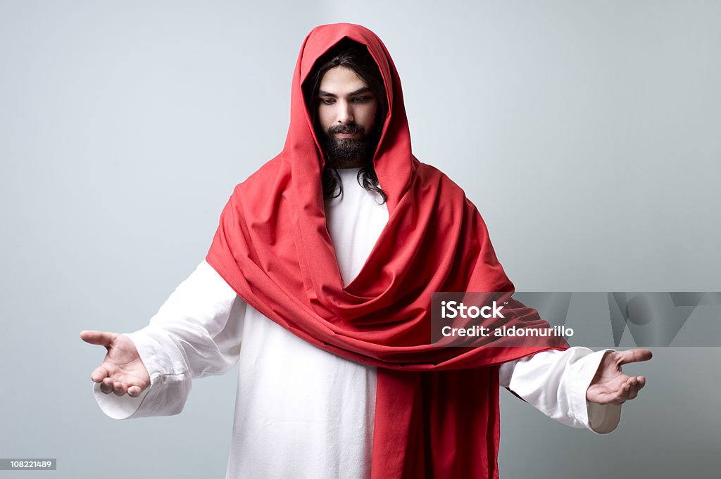 Homem que o aspecto de Jesus Cristo Segurando os braços - Royalty-free Jesus Cristo Foto de stock