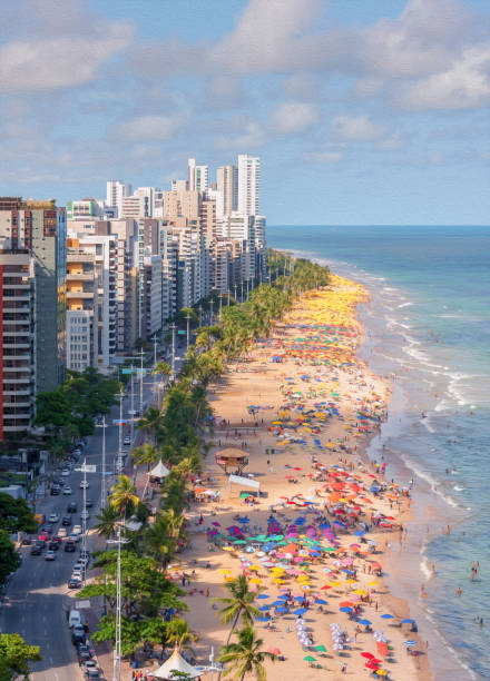 istock Boa Viagem beach in painting effect 1082216216