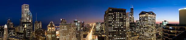 istock Aerial Panoramic View of Downtown Chicago at Dusk (XXL) 108221639