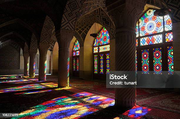 Nasir Almulk Mosque Shiraz Iran Stock Photo - Download Image Now - Mosque, Indoors, Stained Glass