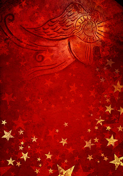 angel w czerwony starry tle - grunge backgrounds dirty textured effect stock illustrations
