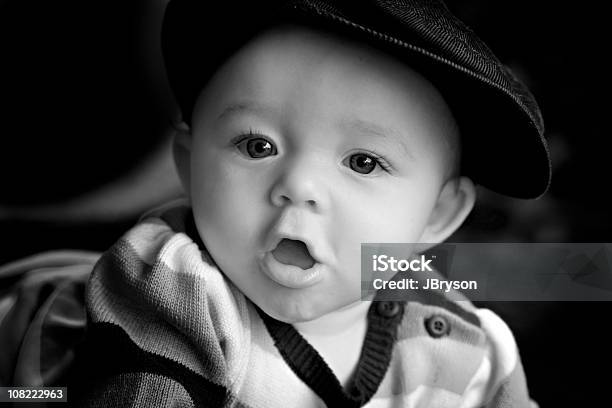 Baby Girl Drooling Black And White Stock Photo - Download Image Now - 2-5 Months, Awe, Babies Only