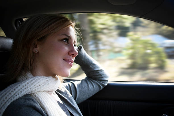 istock Beautiful Blond Young Woman Driving Inside Car, Copy Space 108223292