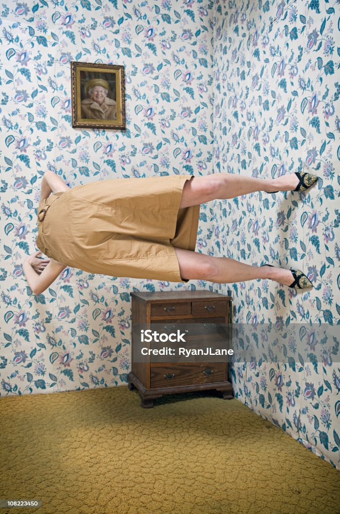 Superheld Frau tun Yoga auf Ihrer Wall - Lizenzfrei Yoga Stock-Foto