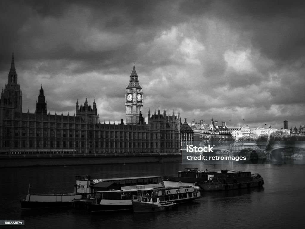 Eindrucksvolle Schwarz-Weiß-Bild Häuser des Parlaments, London - Lizenzfrei City of Westminster - London Stock-Foto