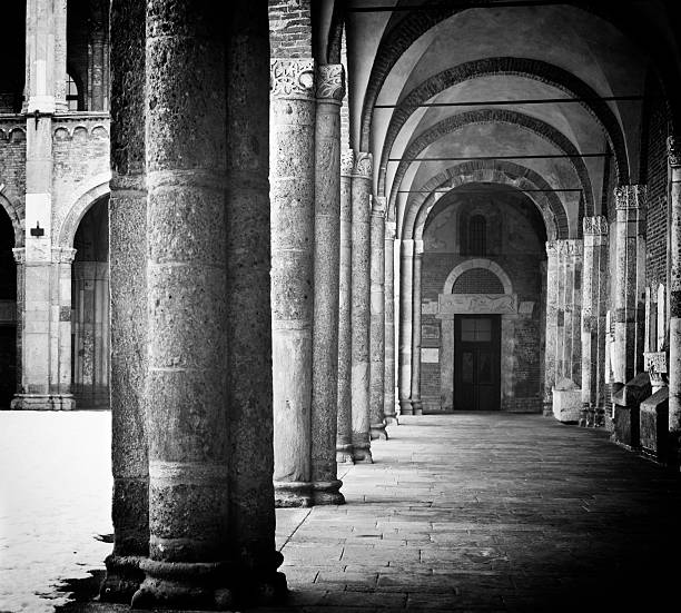 L'Aquila, Italy - July 12,2018: It is a large medieval church and a masterpiece of Abruzzese Romanesque and Gothic architectur, 1287.