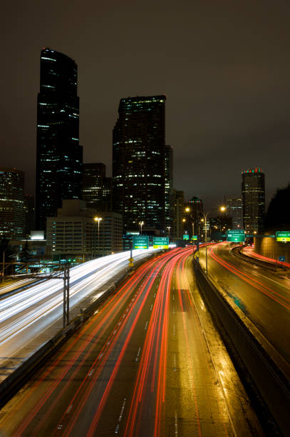 A shot of I-5 through Seattle downtown