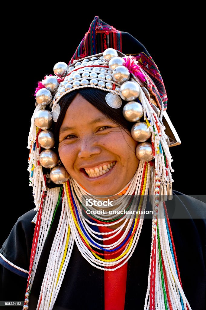 Donna felice Akha - Foto stock royalty-free di Tailandia