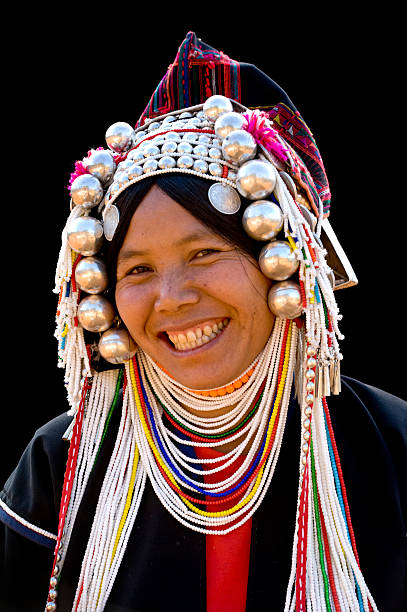 Happy Akha Woman stock photo