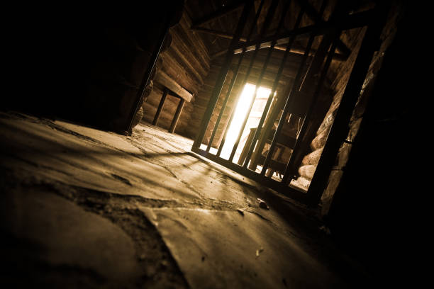 Low angle view of open prison cell stock photo