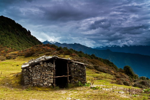 Shepherd's hut in Himalaya Range, Nepal, Asia.