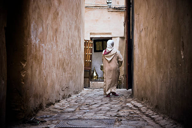 Tipical islamic decoration in a street of Mekens, Morocco. Shallow depth of field