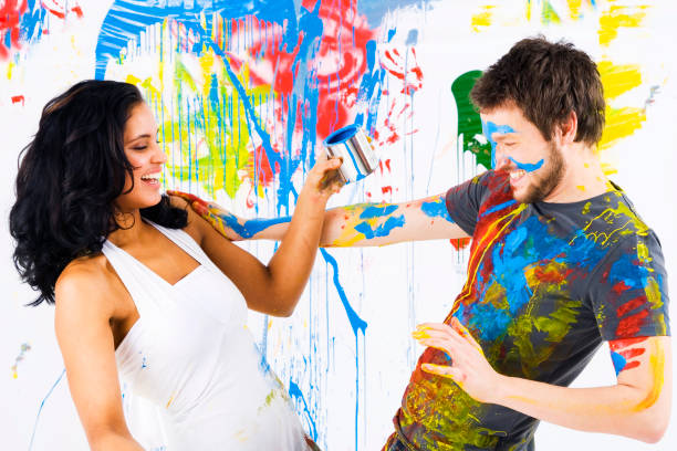 istock Man and Woman Having Fun with Paint 108224619
