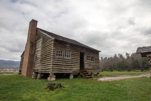 historic cades cove cabin in the great smoky mountains national park - cades imagens e fotografias de stock