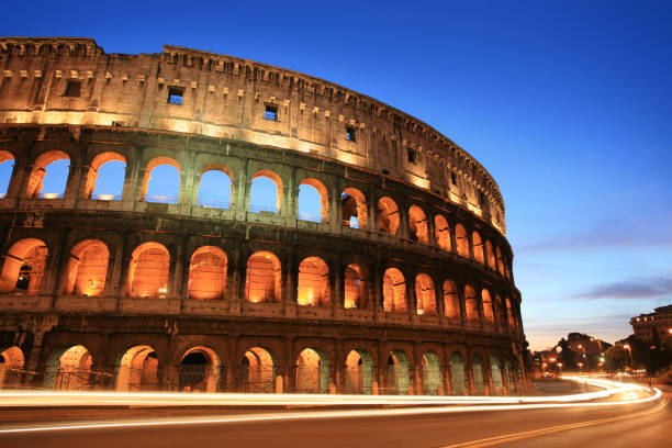istock Coliseum by night with traffic, Rome Italy 108225027