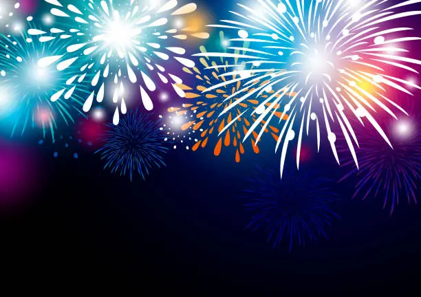 Vector illustration of Colorful abstract fireworks background design vector illustration