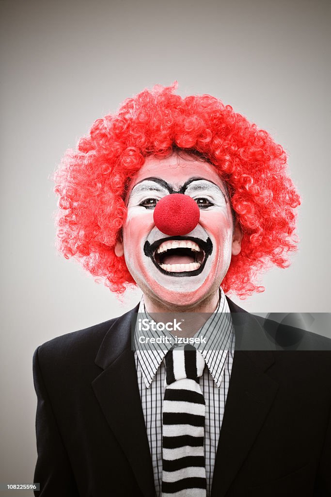 Biznesmen Clown Śmiać się - Zbiór zdjęć royalty-free (Klaun)