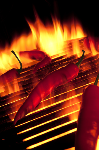 flamed pepper on barbecue grill. ultimate heat :)