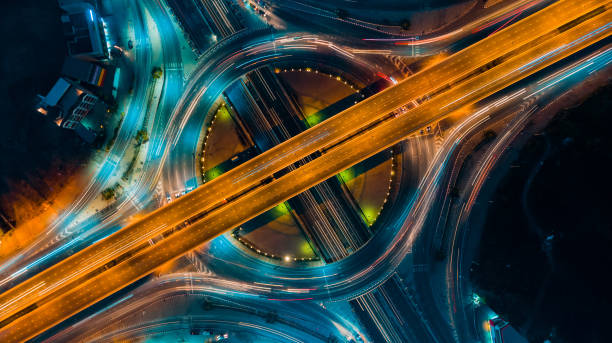 istock Expressway top view, Road traffic an important infrastructure 1082260666