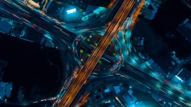 istock Expressway top view, Road traffic an important infrastructure 1082260668