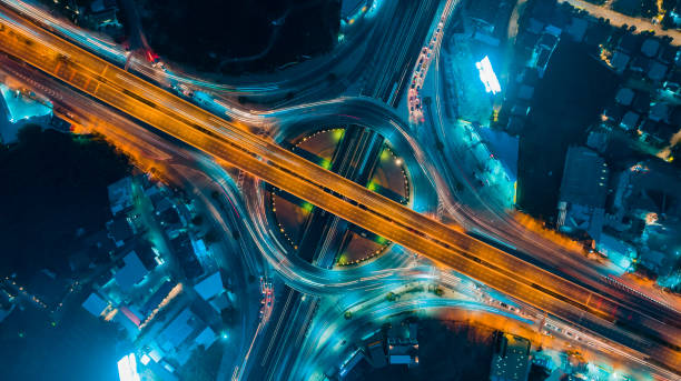 istock Expressway top view, Road traffic an important infrastructure 1082260678